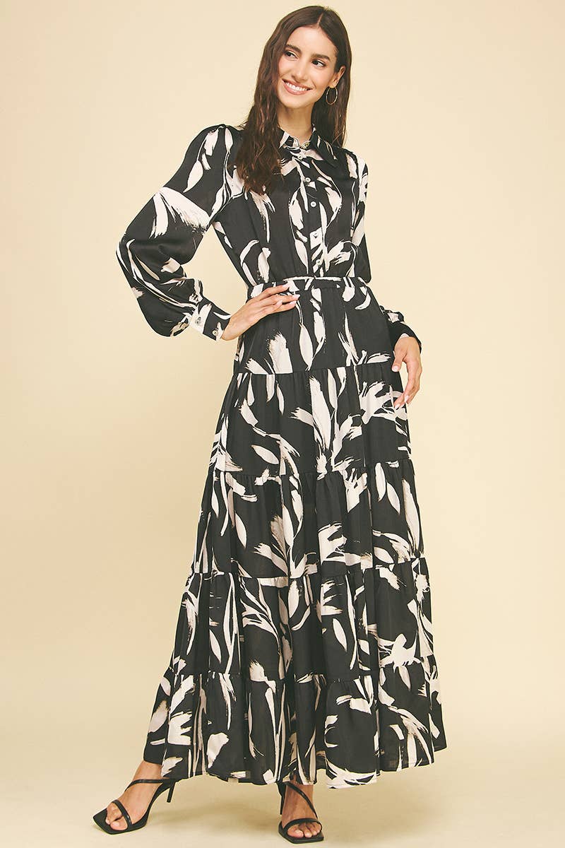 Demi- Print Button Down Maxi Dress