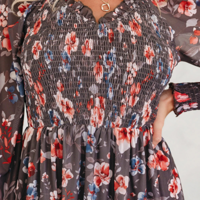 Danny - Brown Floral Mesh Mini Dress - Image 6