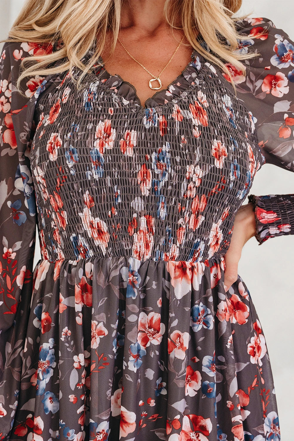 Danny - Brown Floral Mesh Mini Dress - Image 6