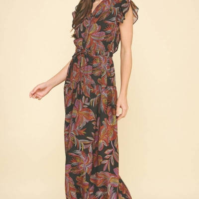 Jana - Leaf Print Tiered Maxi Dress - Image 4