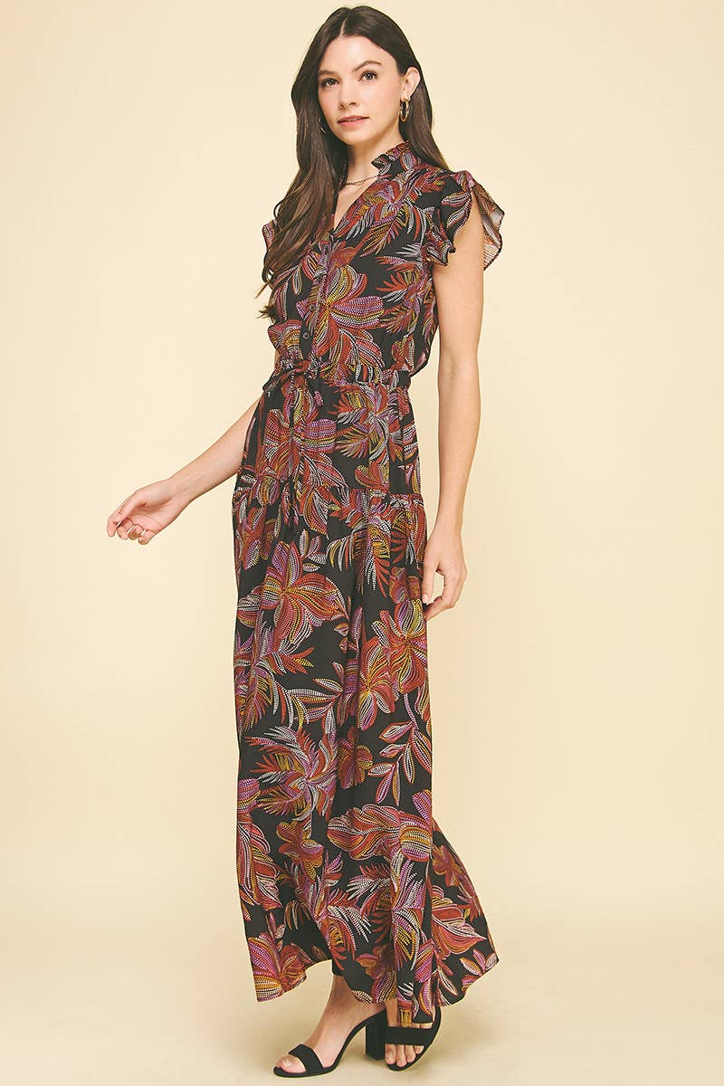 Jana - Leaf Print Tiered Maxi Dress - Image 4