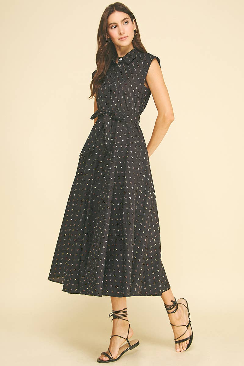 BLAIR- FLORAL BUTTON DOWN MIDI DRESS - Image 5