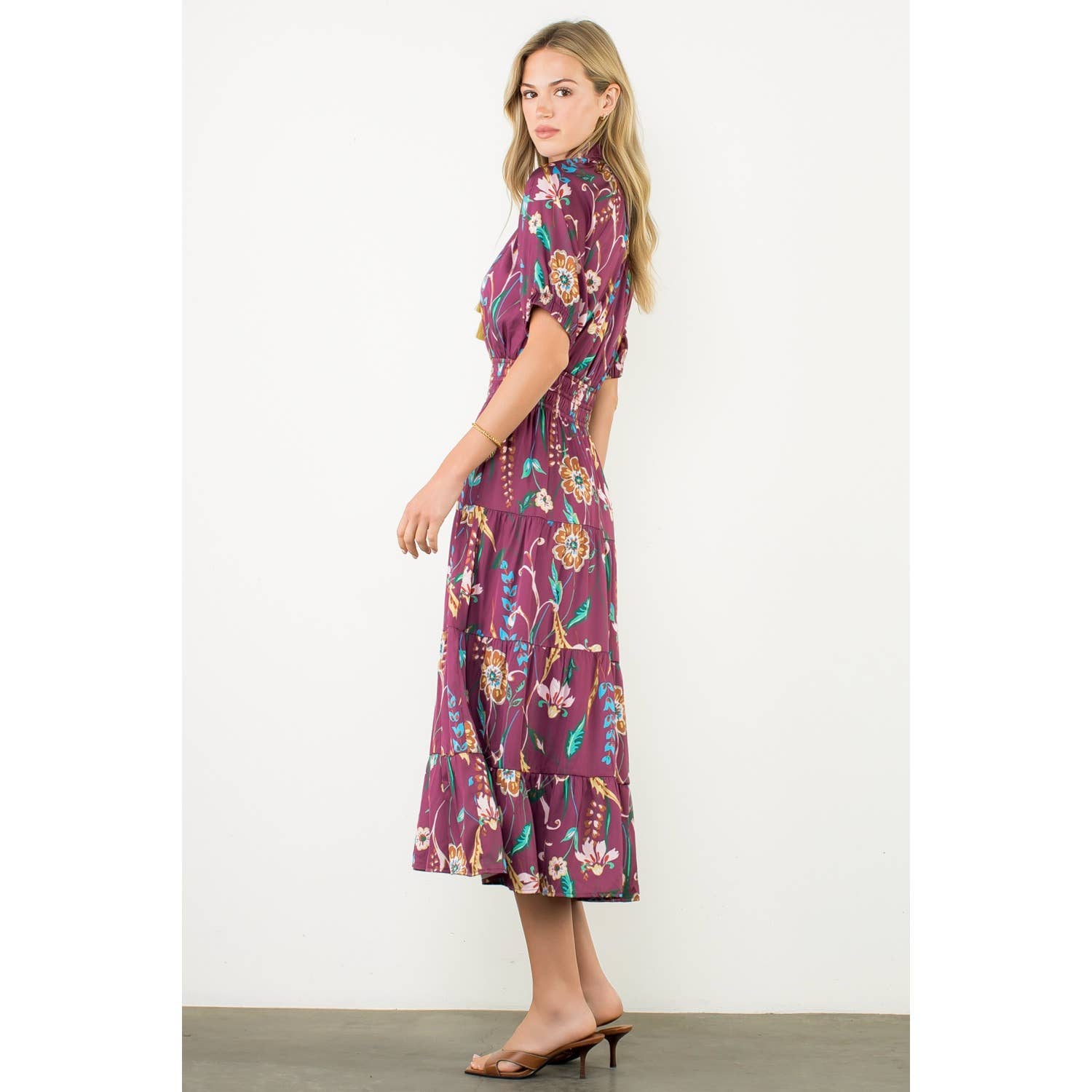 Presley-Smocked Waist Tassel Floral Maxi Dress - Image 6