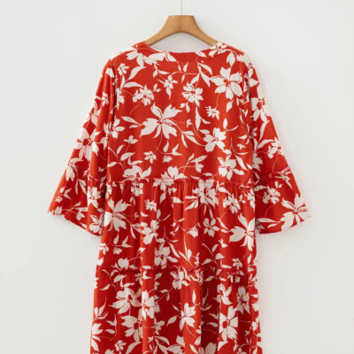 Kristen - Red Boho Floral Mini Dress - Image 4