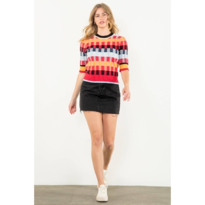 Michelle - Short Sleeve Textured Knit Top - Image 3