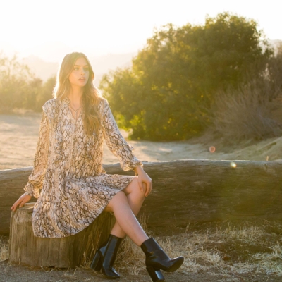 Alternative view of Vera-Snake Print Ruffle Dress