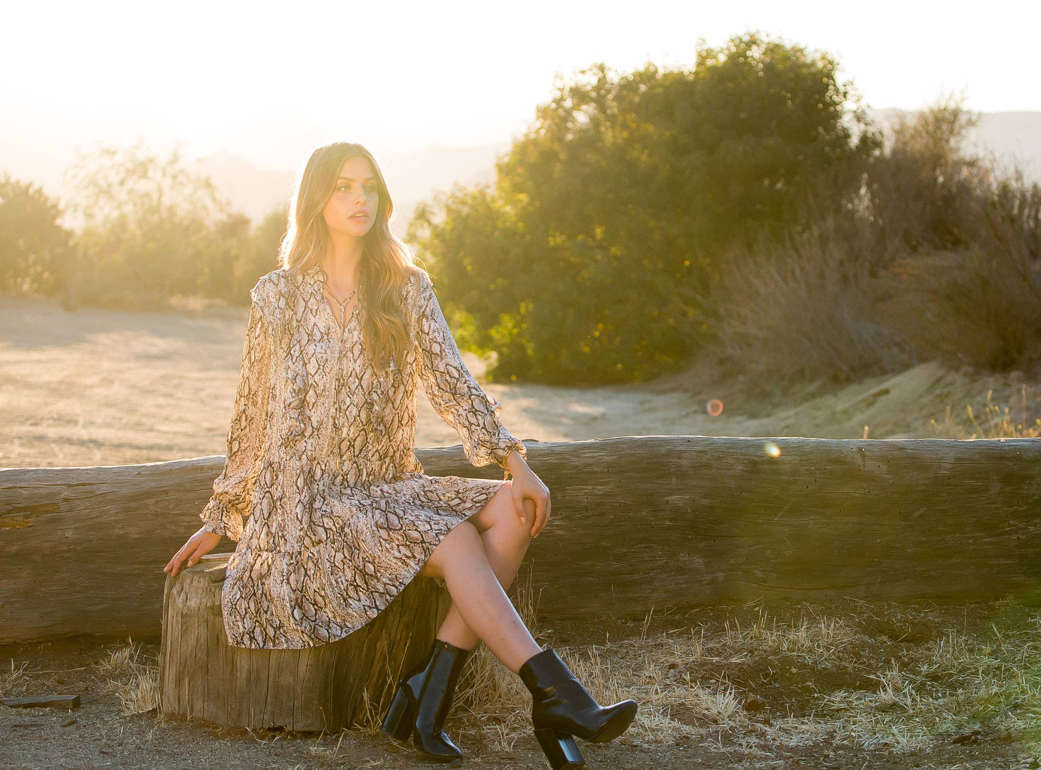 Vera-Snake Print Ruffle Dress - Image 2