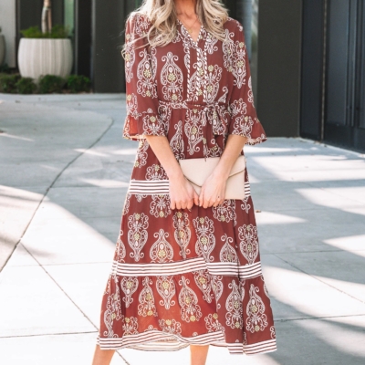 Holly - Brown Floral Tiered Maxi Dress - Image 3