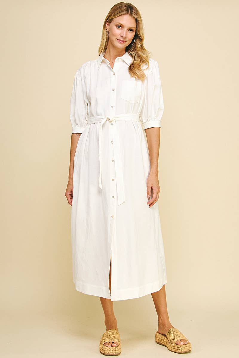 MILA- Solid Linen Midi Dress - Image 4