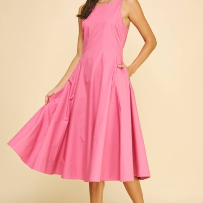 LISSETTE- FITTED BODICE FLARED MIDI DRESS - Image 5