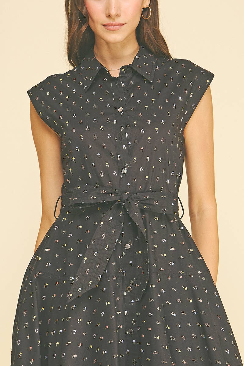 BLAIR- FLORAL BUTTON DOWN MIDI DRESS - Image 7