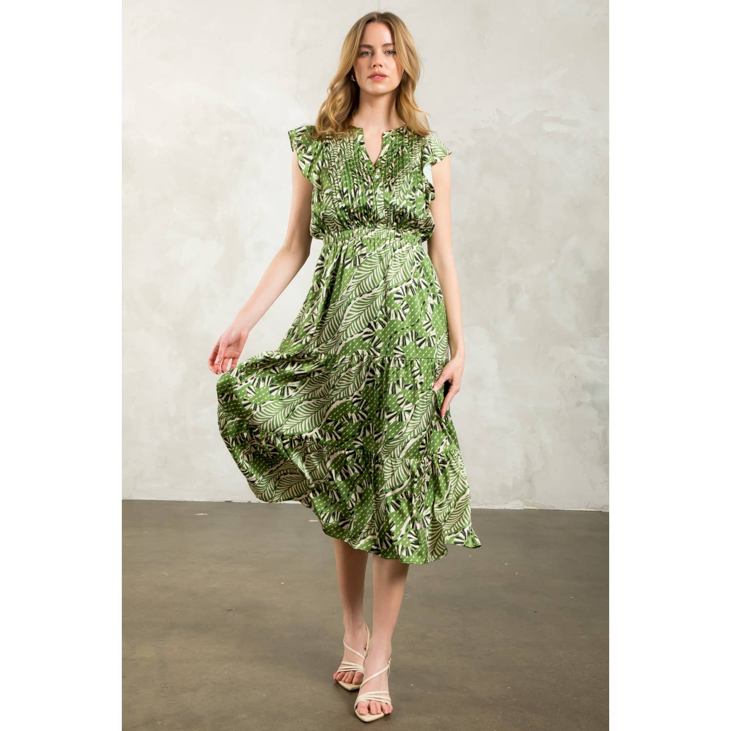 Gwen - Flutter Sleeve Print Tiered Dress - Image 10