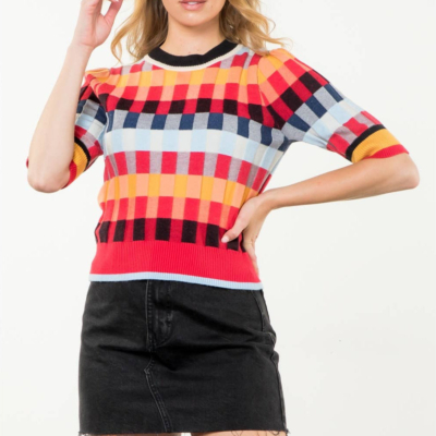 Michelle - Short Sleeve Textured Knit Top
