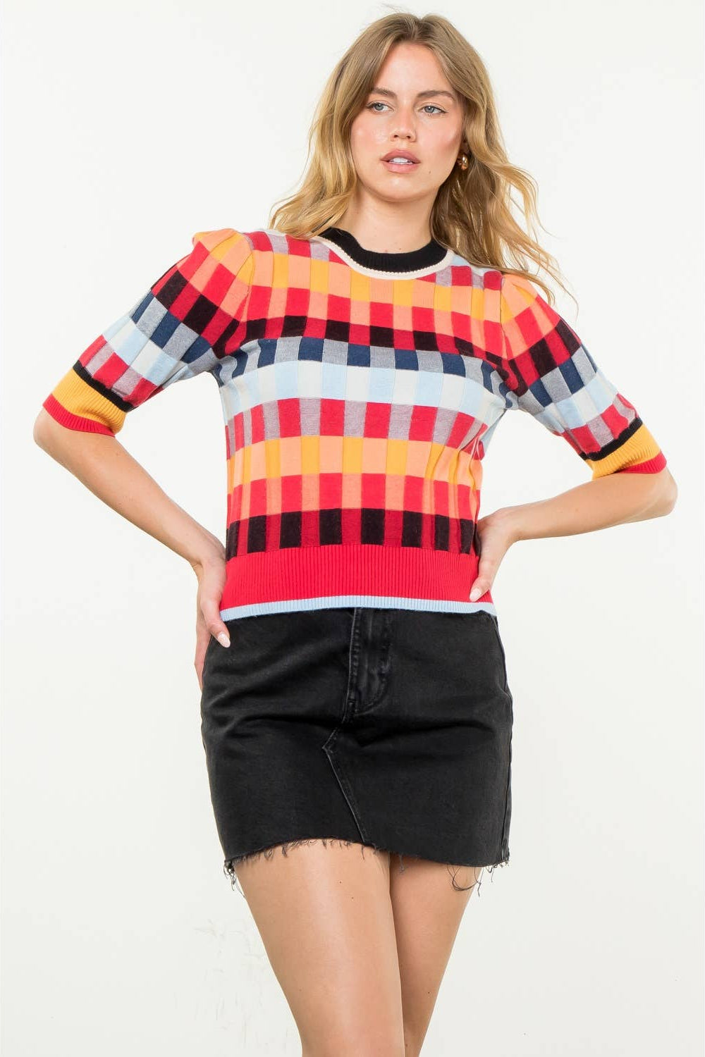 Michelle - Short Sleeve Textured Knit Top - Image 2