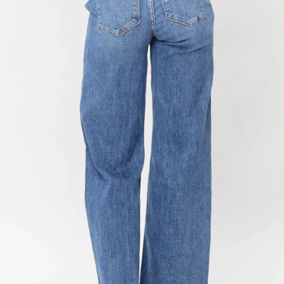 Alternative view of Eva - Sky Blue Double Button Zip Fly Straight Leg Jeans