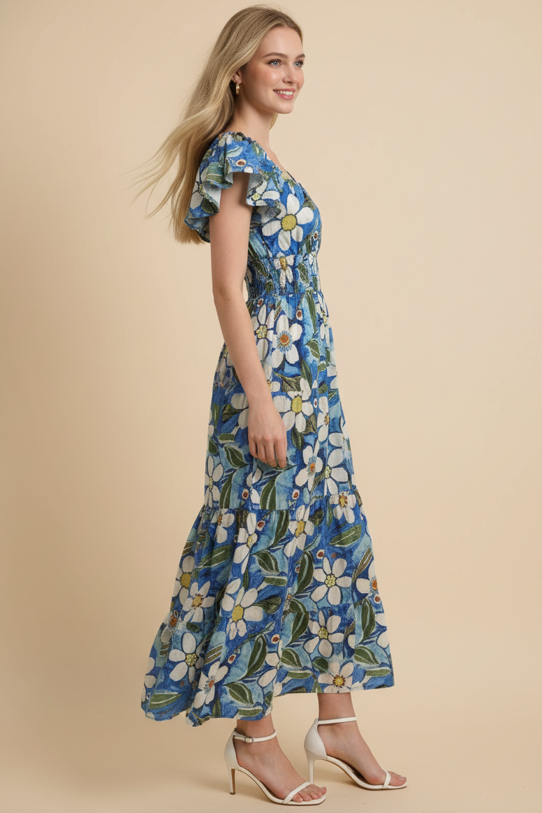 Valerie - Floral Print Tiered Midi Dress - Image 5