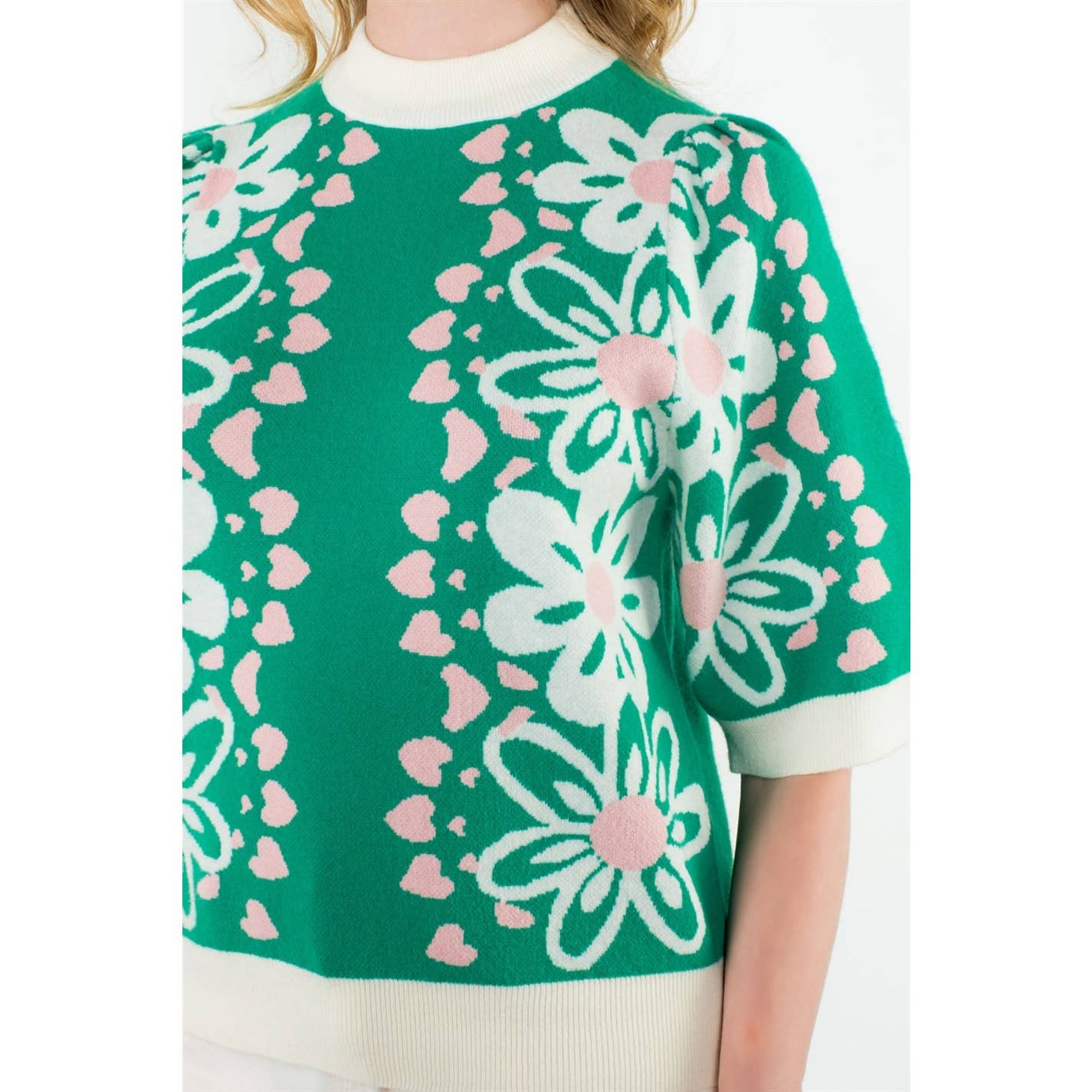 Brynn - Flower Knit Sweater Top - Image 2