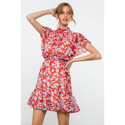 Rowena-Flutter Sleeve Print Dress - Image 8