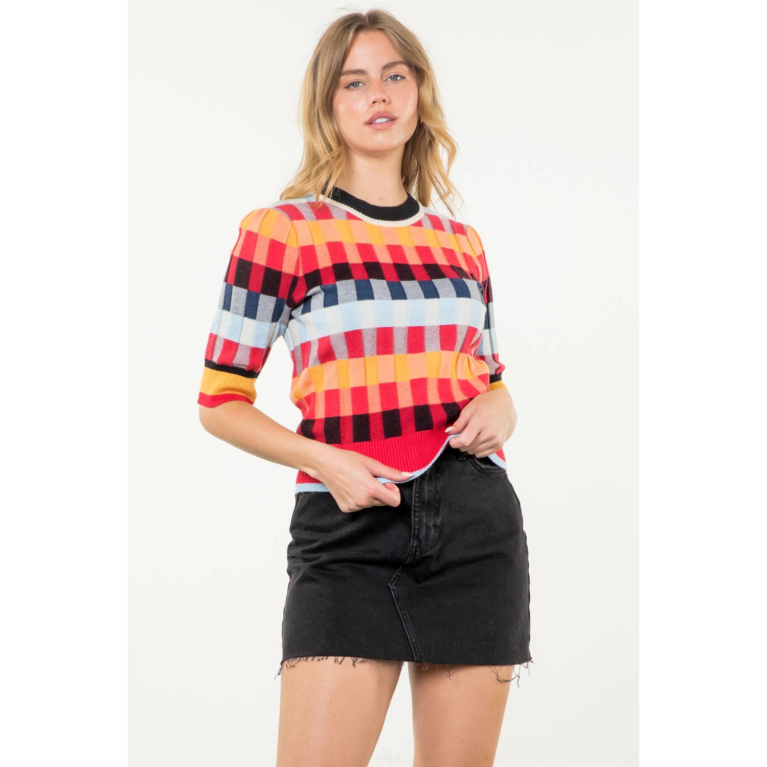 Michelle - Short Sleeve Textured Knit Top - Image 10