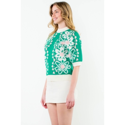 Brynn - Flower Knit Sweater Top - Image 4