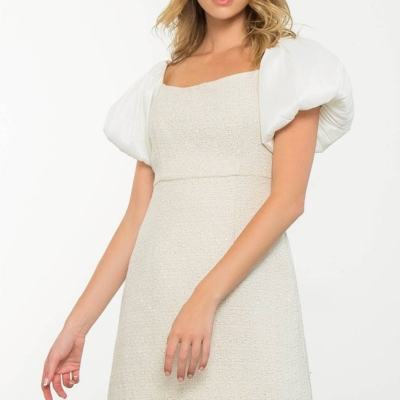 Mixed Media Tweed Dress - Image 8