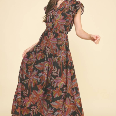 Alternative view of Jana - Leaf Print Tiered Maxi Dress