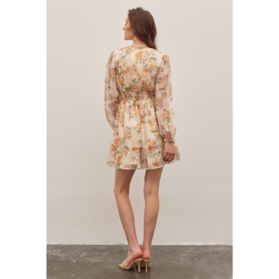 LAYLA-FRENCH FLORAL V-NECK SMOCKED MINI DRESS - Image 17