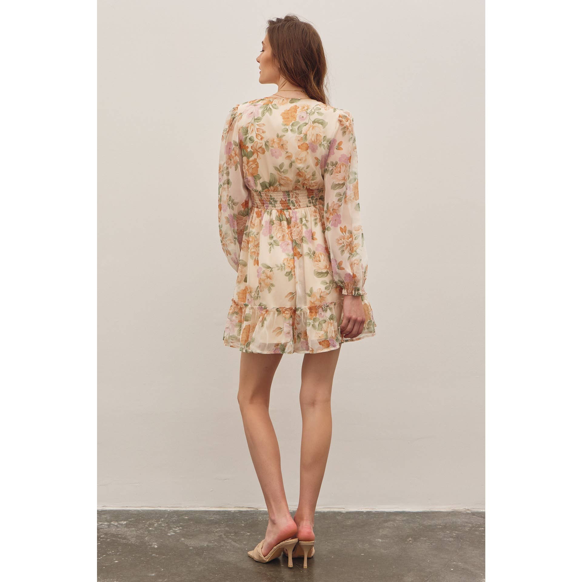 LAYLA-FRENCH FLORAL V-NECK SMOCKED MINI DRESS - Image 17