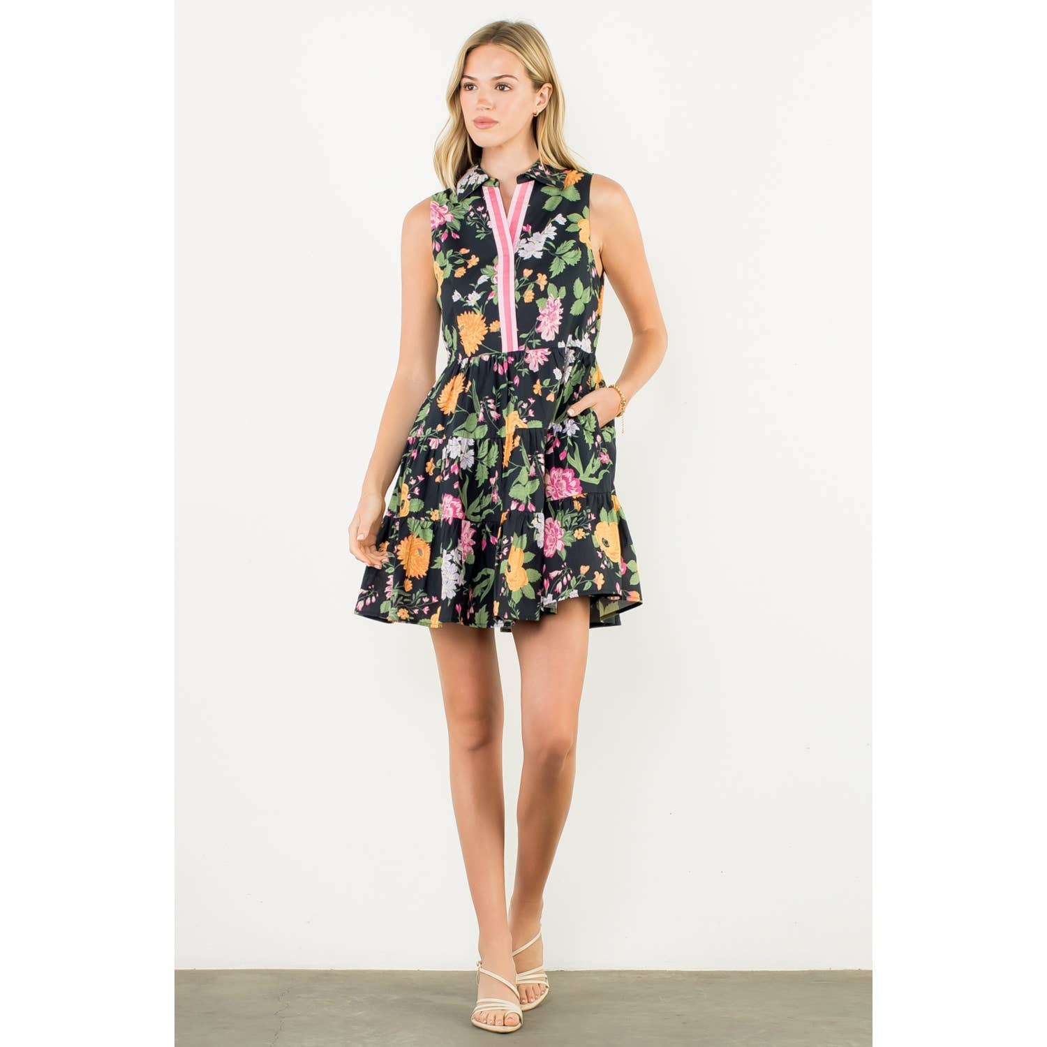 Aria- Sleeveless Tiered Floral Print Dress - Image 3