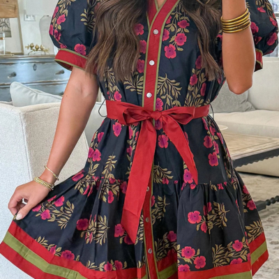 Alternative view of NOELLE - Black Floral Mini Dress