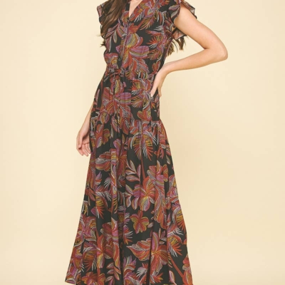 Jana - Leaf Print Tiered Maxi Dress - Image 5