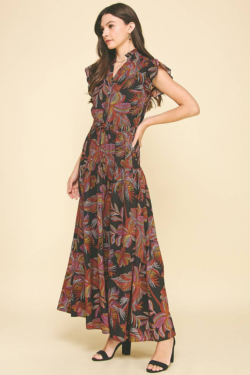Jana - Leaf Print Tiered Maxi Dress - Image 5