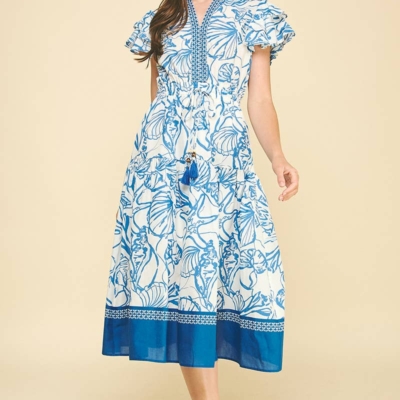 Alternative view of Hailey - CONTRAST SEASHELL PRINTED MIDI DRESS
