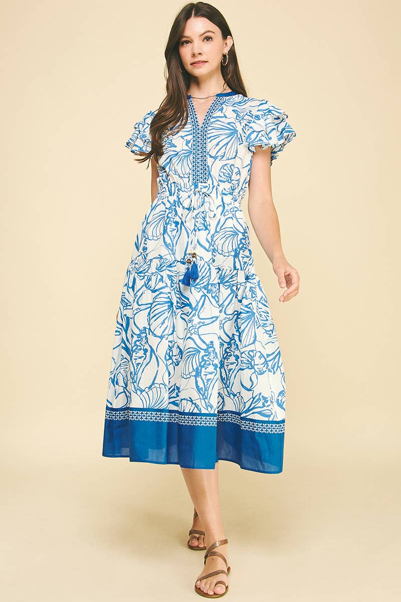 Hailey - CONTRAST SEASHELL PRINTED MIDI DRESS - Image 2