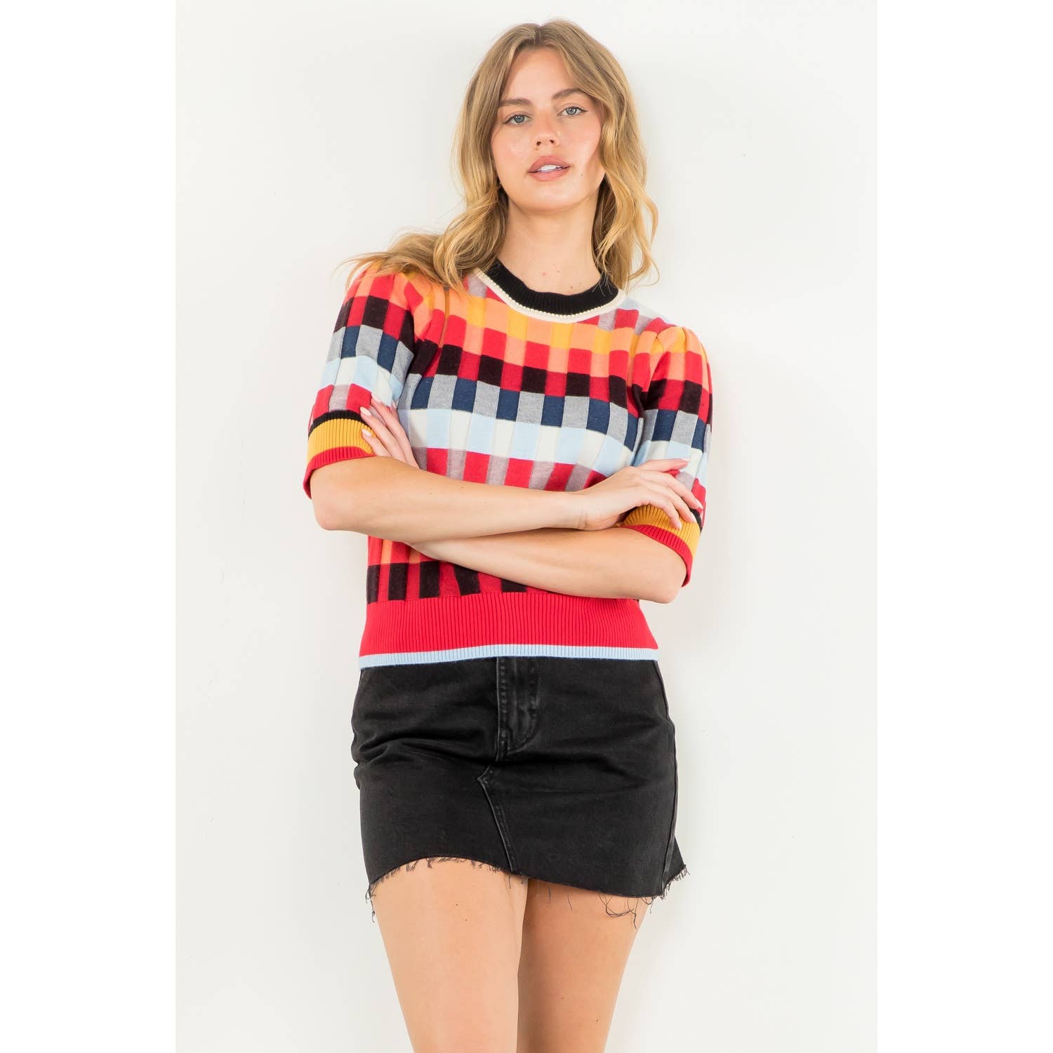 Michelle - Short Sleeve Textured Knit Top - Image 8
