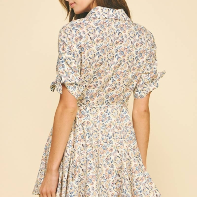Karen - Floral Button Down Mini Dress - Image 4