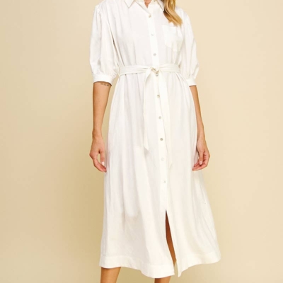 MILA- Solid Linen Midi Dress - Image 3