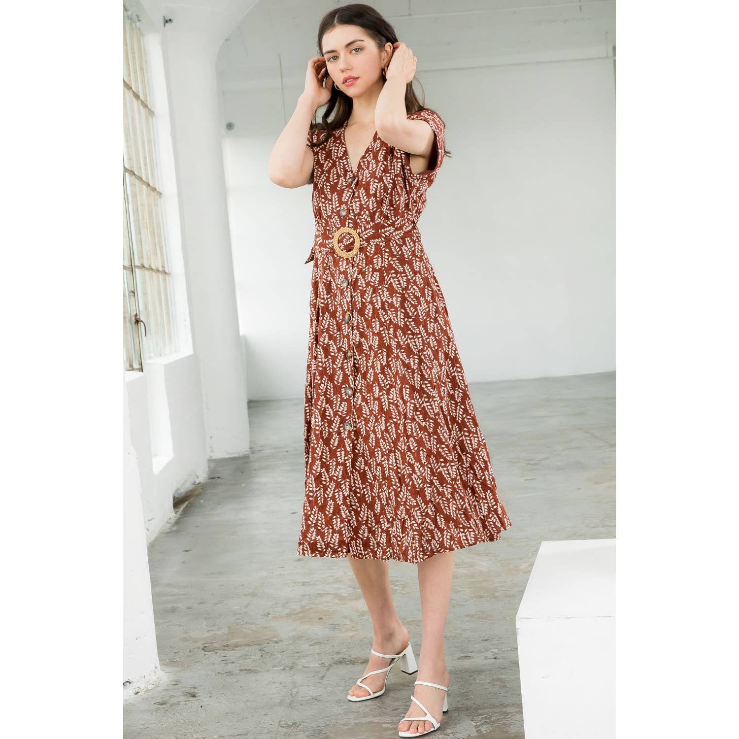 Hazel-Short Sleeve Button Down Dress - Image 6