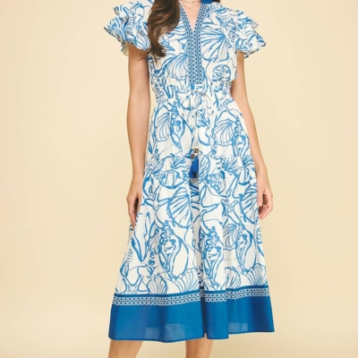 Hailey - CONTRAST SEASHELL PRINTED MIDI DRESS - Image 3