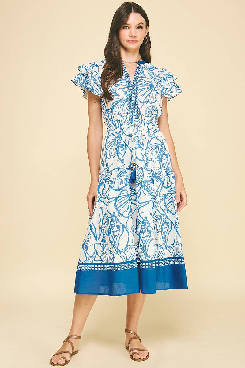 Hailey - CONTRAST SEASHELL PRINTED MIDI DRESS - Image 3