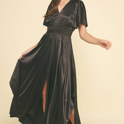 Alternative view of LEYVA - CHIFFON SLIT DETAILED MAXI DRESS