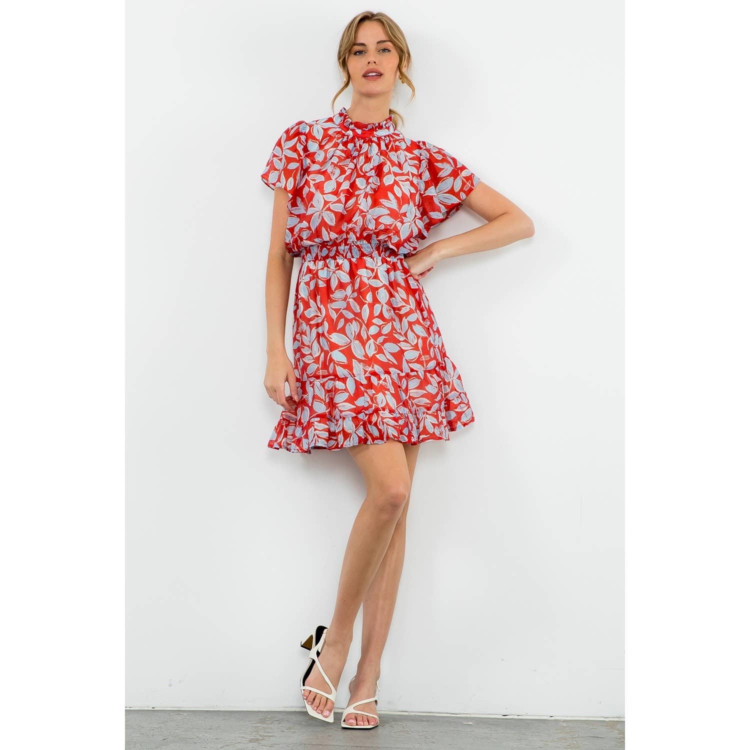 Rowena-Flutter Sleeve Print Dress - Image 3