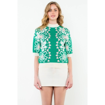 Brynn - Flower Knit Sweater Top - Image 3