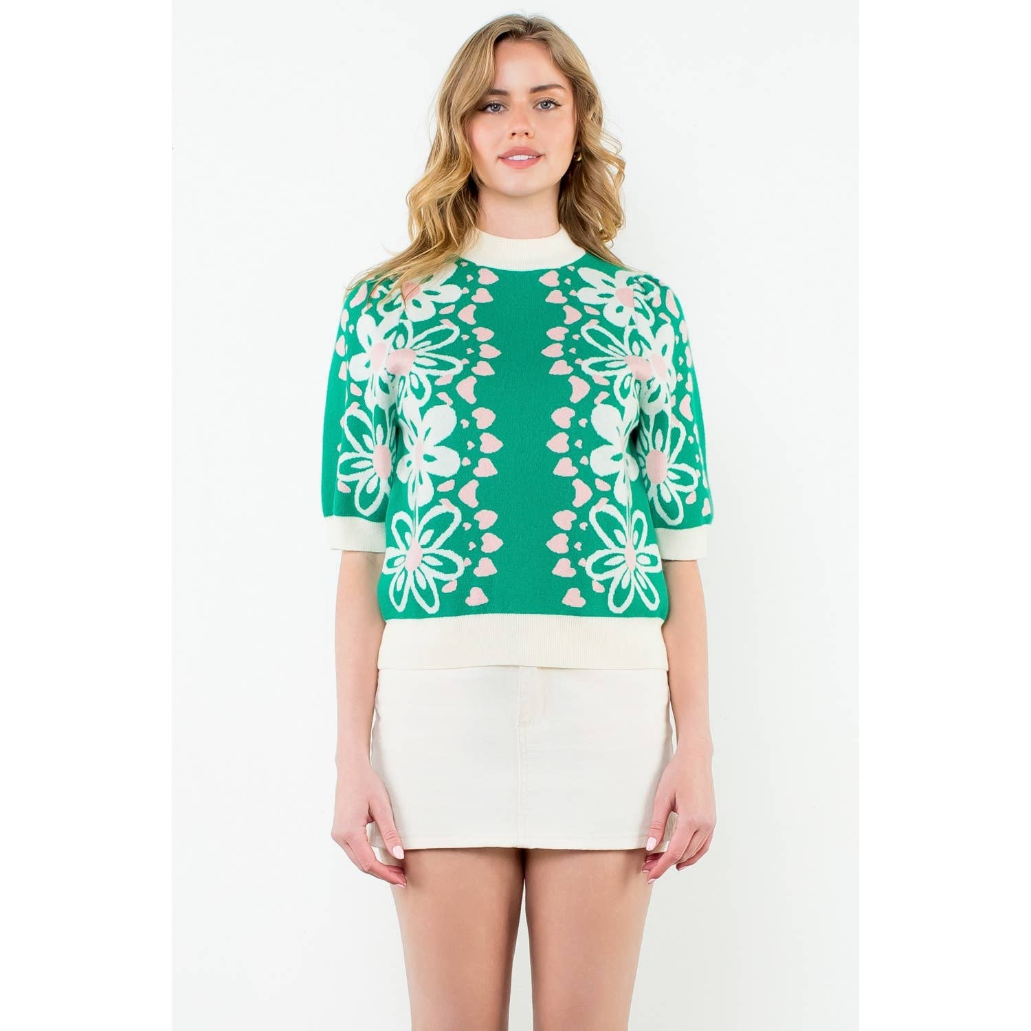 Brynn - Flower Knit Sweater Top - Image 3