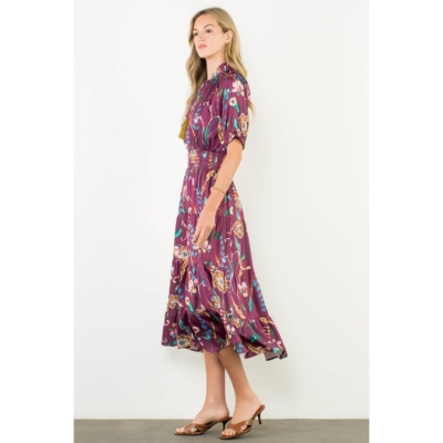 Presley-Smocked Waist Tassel Floral Maxi Dress - Image 3