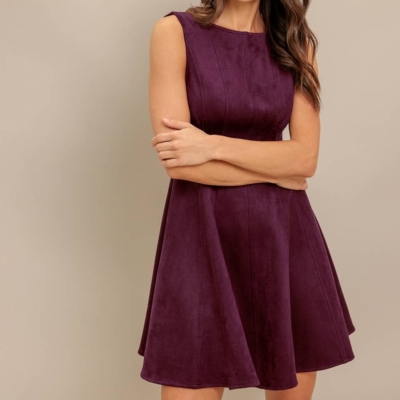 Gladys - Solid Faux Suede Mini Dress - Image 3