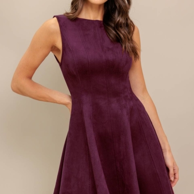 Gladys - Solid Faux Suede Mini Dress