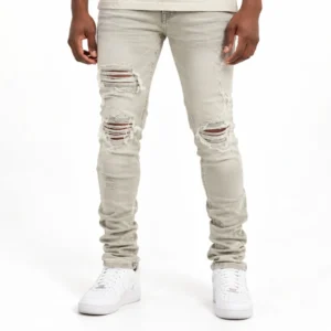 Distressed Stacked Denim Jeans