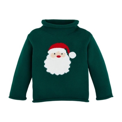 Green Santa Rollneck Sweater - Toddler Christmas Sweater, 12M-18M