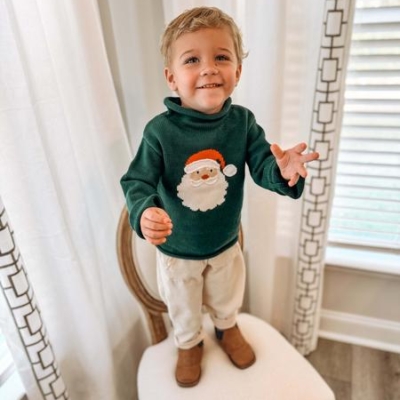 Alternative view of Green Santa Rollneck Sweater - Toddler Christmas Sweater, 12M-18M